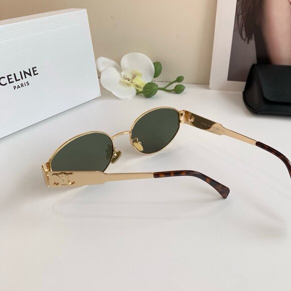 Celine Triomphe Gold Metal Oval Sunglasses - Picture 7 of 8